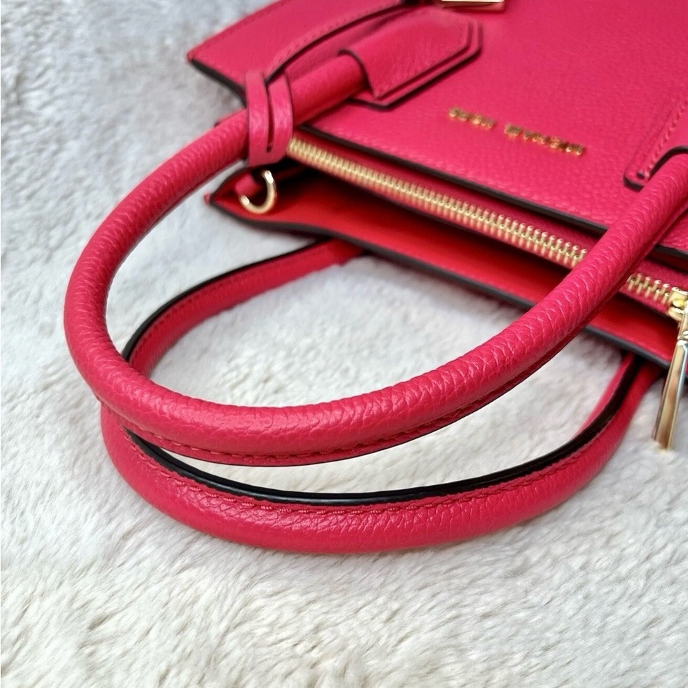 NWOT Michael Kors Deep Pink Mercer Embellished Leather 2-Way Bag - Picture 10 of 13